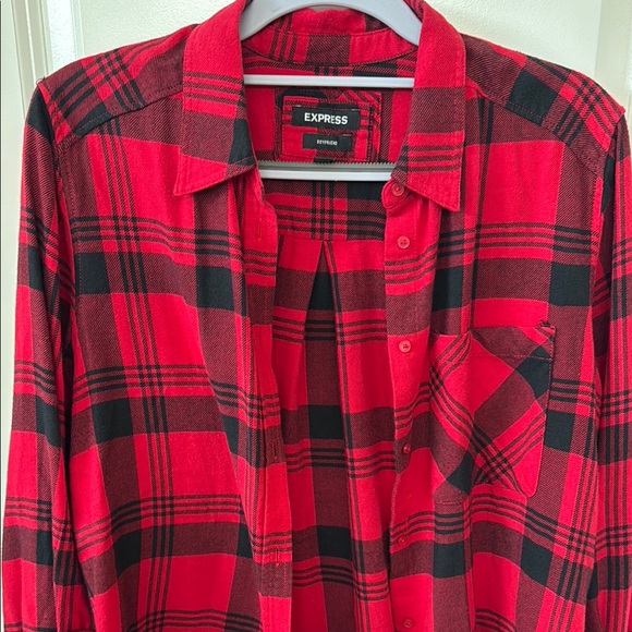Express Red/Black Plaid Shirt - Picture 4 of 4